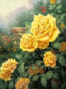 unknow artist Yellow Roses in Garden oil painting